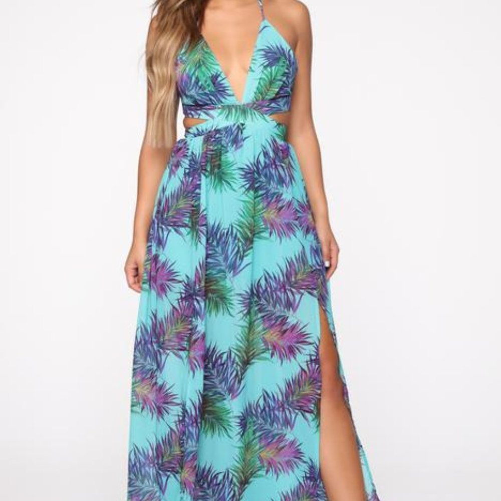Kawaii Babe Maxi Dress - Teal/Combo